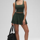 CRZ YOGA Women's Square Neck Longline Sports Bra Legend Green