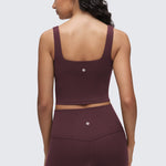 CRZ YOGA Women's Square Neck Longline Sports Bra Ripe Plum