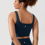 CRZ YOGA Women's Square Neck Longline Sports Bra True Navy