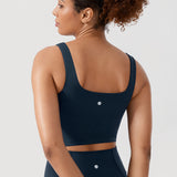 CRZ YOGA Women's Square Neck Longline Sports Bra True Navy