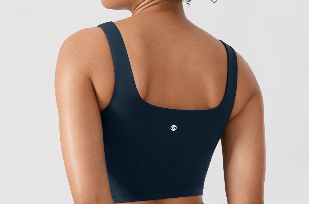 CRZ YOGA Women's Square Neck Longline Sports Bra True Navy