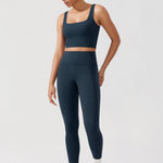 CRZ YOGA Women's Square Neck Longline Sports Bra True Navy