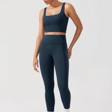 CRZ YOGA Women's Square Neck Longline Sports Bra True Navy