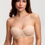 Women's Sexy Mesh Strapless Bra Beige