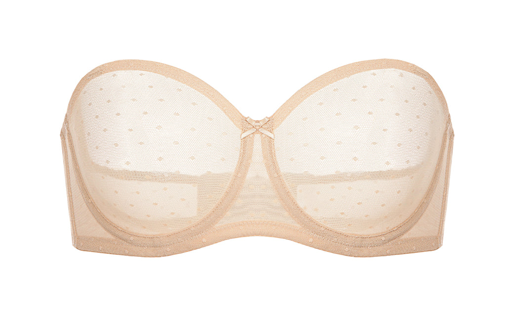 Women's Sexy Mesh Strapless Bra Beige