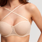 Women's Sexy Mesh Strapless Bra Beige