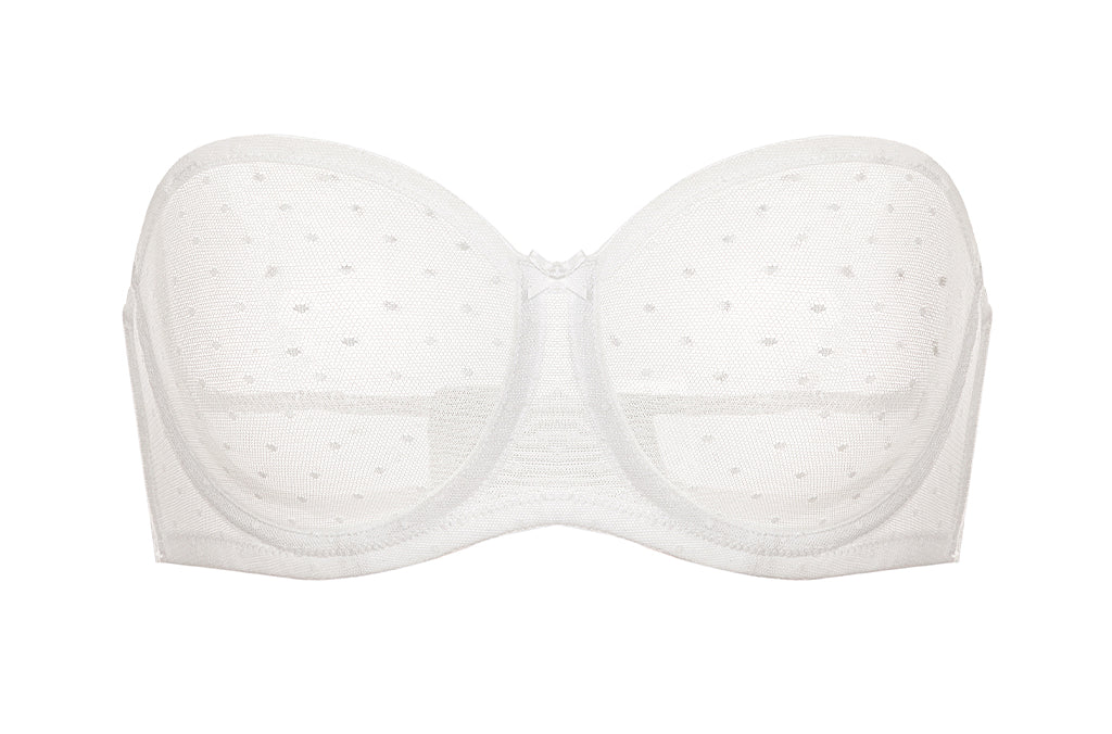 Women's Sexy Mesh Strapless Bra White