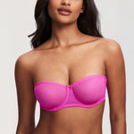 Women's Sexy Mesh Strapless Bra Bright Fuchsia