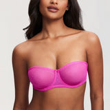 Women's Sexy Mesh Strapless Bra Bright Fuchsia