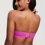 Women's Sexy Mesh Strapless Bra Bright Fuchsia