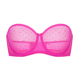 Women's Sexy Mesh Strapless Bra Bright Fuchsia