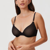 Women's Mesh Plunge Bra Black