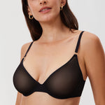 Women's Mesh Plunge Bra Black