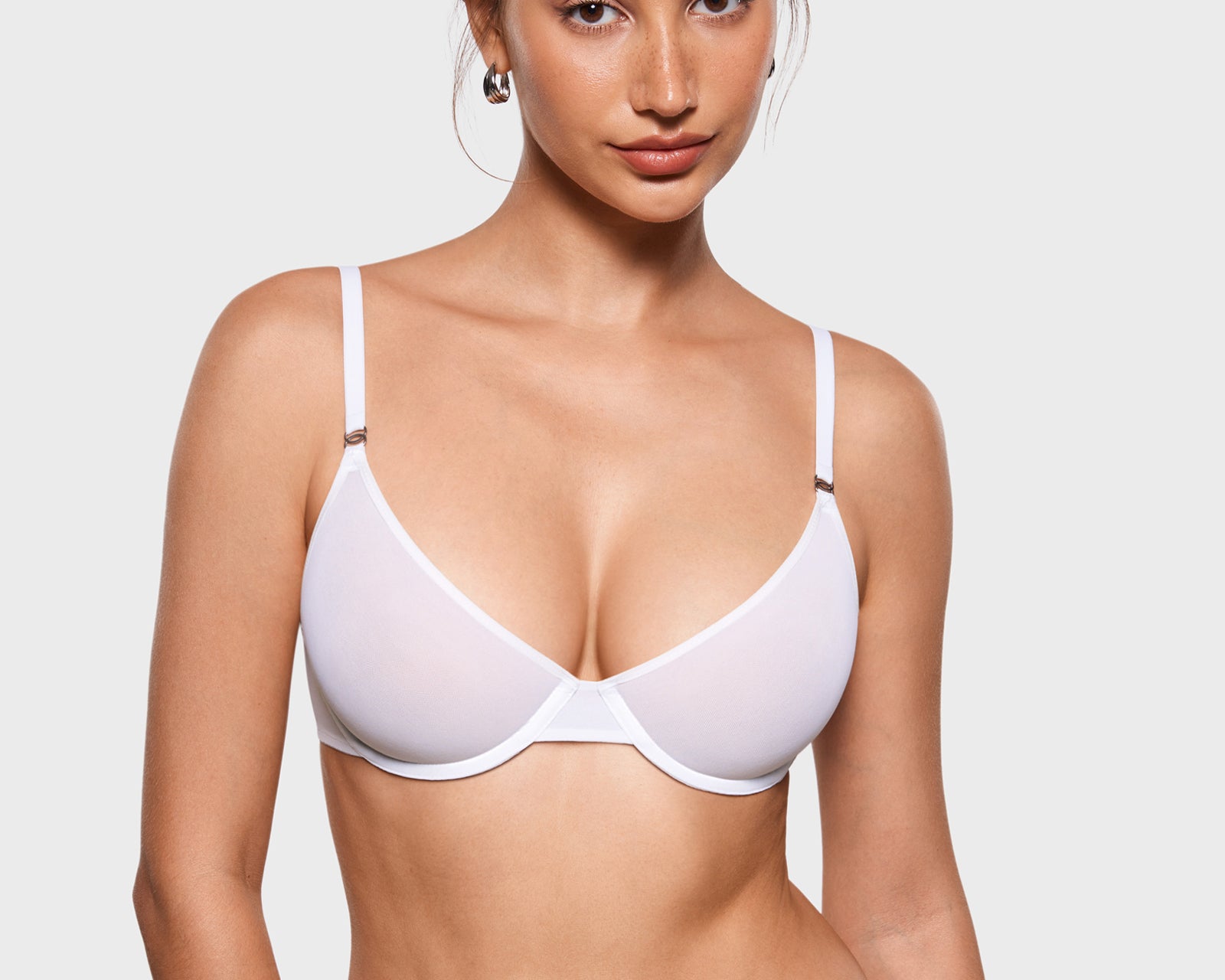 Women's Mesh Plunge Bra White