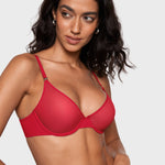 Women's Mesh Plunge Bra Lipstick Red