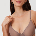 Women's Mesh Plunge Bra Brown Purple