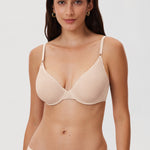 Women's Mesh Plunge Bra Beige