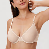 Women's Mesh Plunge Bra Beige