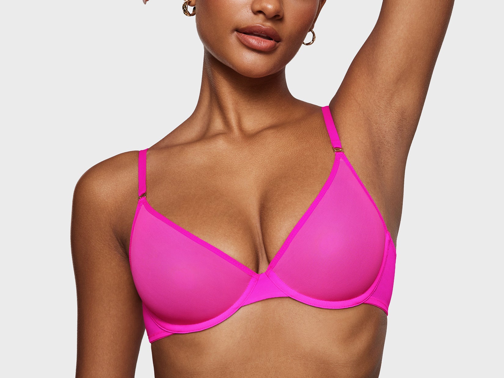 Women's Mesh Plunge Bra Glitter Rose