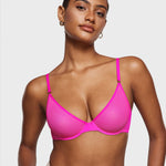 Women's Mesh Plunge Bra Glitter Rose
