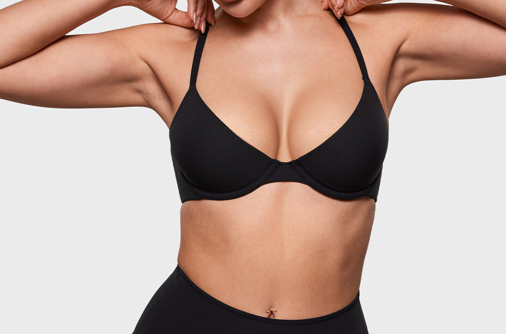 Women's Plunge Lightly Padded Demi Bra Black