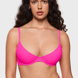 Women's Plunge Lightly Padded Demi Bra Rose Shocking