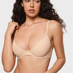 Women's Plunge Lightly Padded Demi Bra Beige