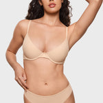 Women's Plunge Lightly Padded Demi Bra Beige