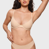 Women's Plunge Lightly Padded Demi Bra Beige