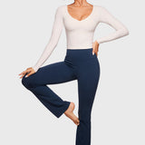 Women's Natrelax V-Neck Long Sleeve Tops Coconut White