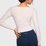 Women's Natrelax V-Neck Long Sleeve Tops Coconut White