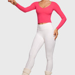 Women's Natrelax V-Neck Long Sleeve Tops Lip Gloss Pink