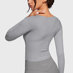 Women's Natrelax V-Neck Long Sleeve Tops Rhino Grey