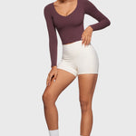 Women's Natrelax V-Neck Long Sleeve Tops Americano