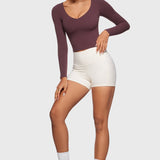 Women's Natrelax V-Neck Long Sleeve Tops Americano