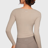 Women's Natrelax V-Neck Long Sleeve Tops Sand