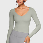 Women's Natrelax V-Neck Long Sleeve Tops Mineral
