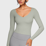 Women's Natrelax V-Neck Long Sleeve Tops Mineral