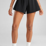 INGIA Women's Flowy Athletic Shorts Pleated Skort Flared A-Line with Pockets 4" Black