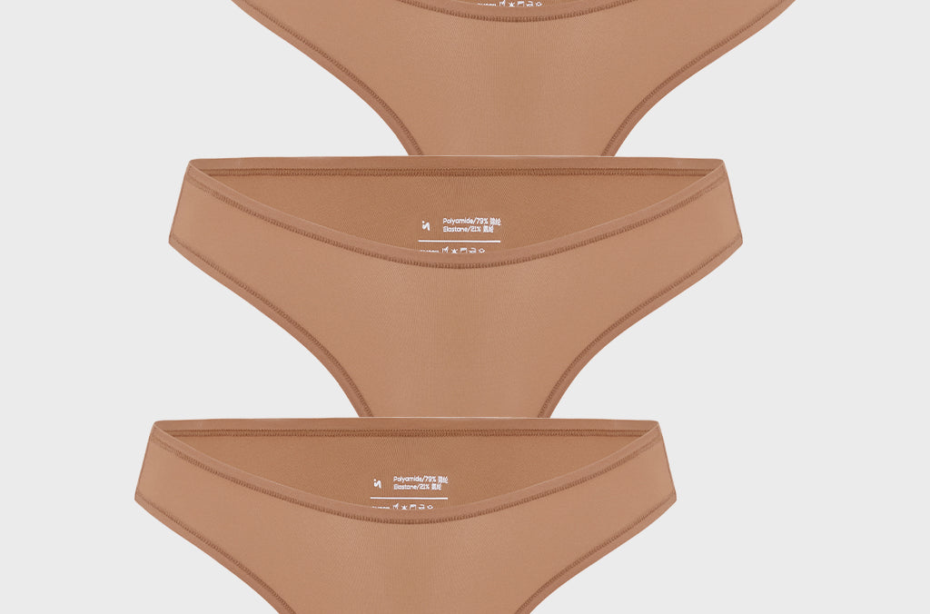 Women's V-shaped Low Rise Thongs 3 Pack Wheat (3pack)