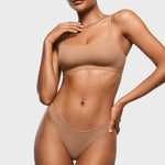 Women's V-shaped Low Rise Thongs 3 Pack Wheat (3pack)