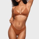 Women's V-shaped Low Rise Thongs 3 Pack Light Oatmeal (3pack)