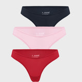 Women's V-shaped Low Rise Thongs 3 Pack Basic 6 (3pack)