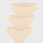 Women's Smooth High Cut Cheeky Briefs 3 Pack Light Oatmeal (3pack)