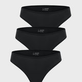 Women's Smooth High Cut Cheeky Briefs 3 Pack Black 3pack