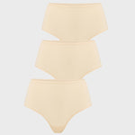 Women's Seamless High Rise Thongs 3 Pack Light Oatmeal (3pack)
