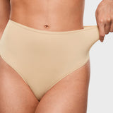 Women's Seamless High Rise Thongs 3 Pack Light Oatmeal (3pack)