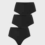 Women's Seamless High Rise Thongs 3 Pack Black 3pack