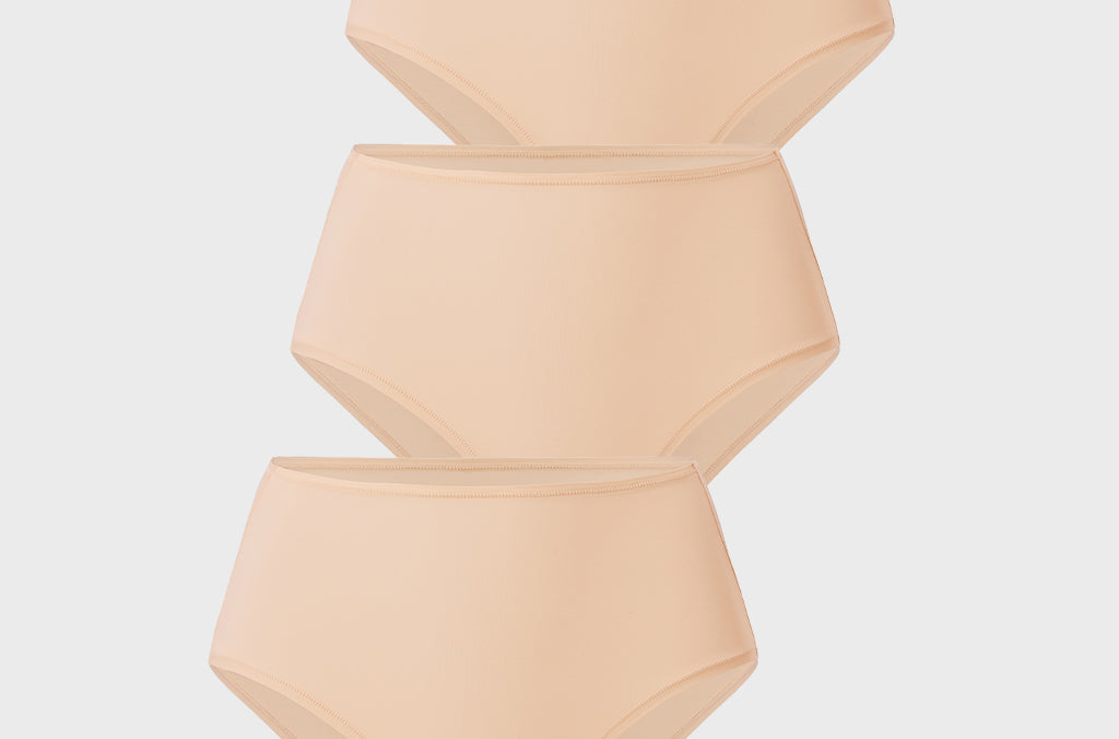 Women's Classic Mid Waist Full Briefs 3 Pack Warm Beige (3pack)