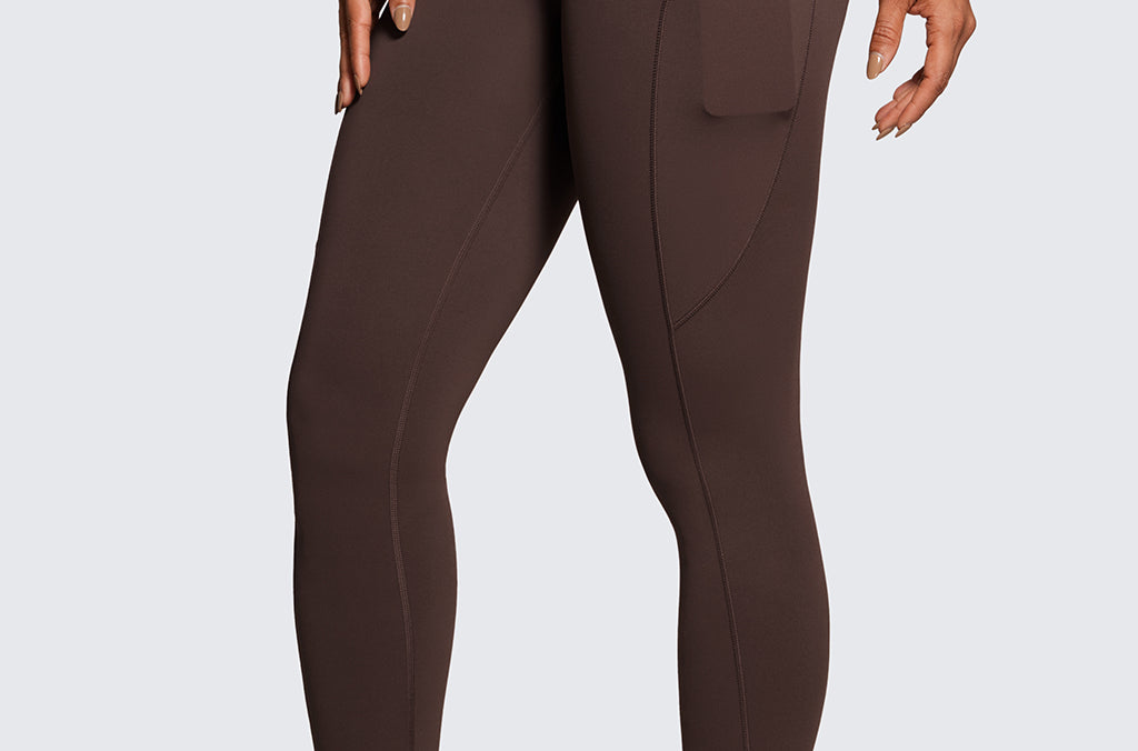 CRZ YOGA Women's Sleek Pocket Leggings 25” Hot Fudge Brown